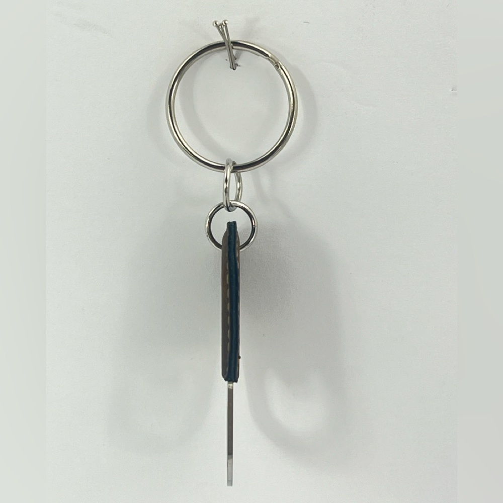 BOTTLE OPENER KEYCHAIN, FAUX LEATHER, BROWN COLOR, SILVER HARDWARE - Picture 3 of 8